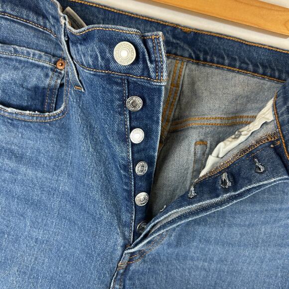 Levi's 501 S Skinny Blue Stretch Denim Ankle Jeans Button Fly Women's Size 31x28 - Picture 7 of 11